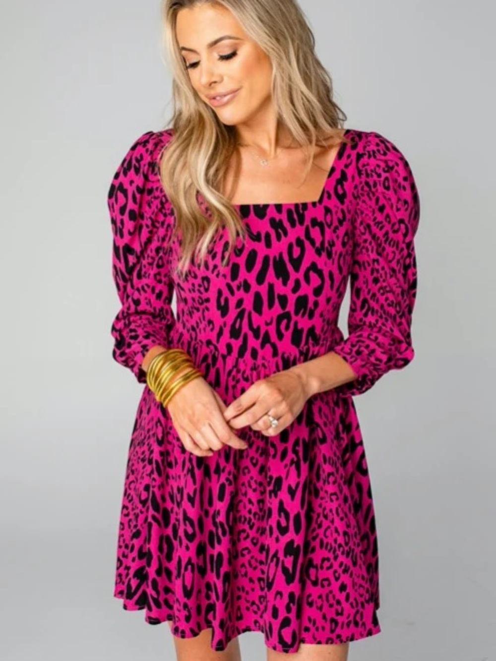 Buddy Love Lydia Fuchsia Cat Square Neck Dress (NWT)